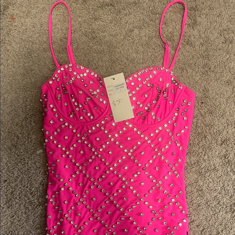 Hot & Delicious Pink Embellished Mini Dress